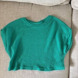 Textured Boxy Top in Teal Green